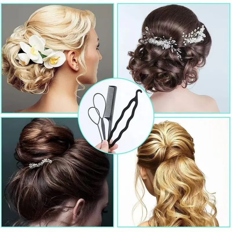 4-piece set of children's and adult hair styling tools for beauty and hair styling