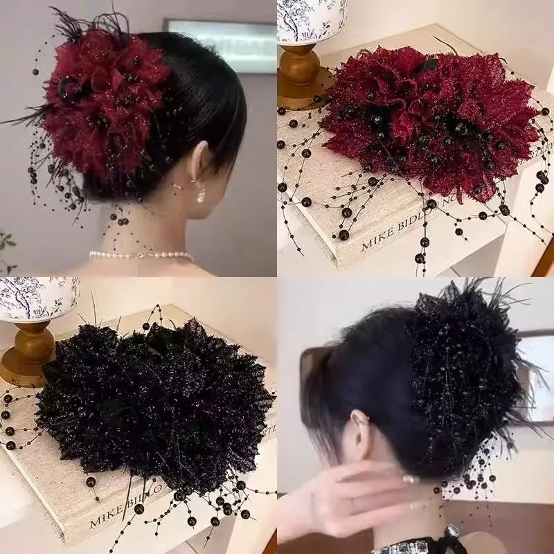 Versatile Shiny Shark Clip with Tassel Boosts Hair Volume New Elegant Hair Accessory ﻿