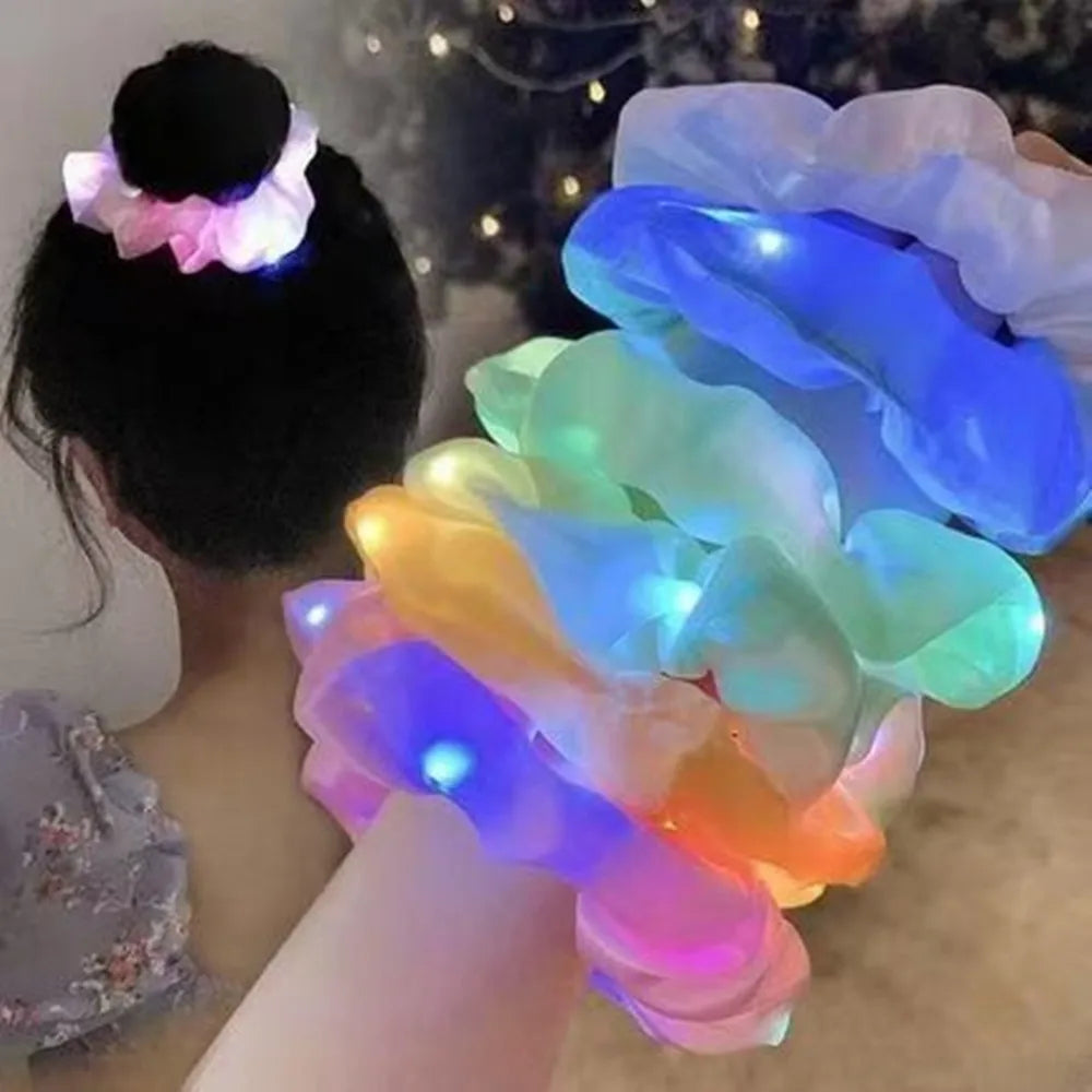 LED large intestine hair circle INS nightclub landscape headdress headband popular glowing ponytail hair accessories