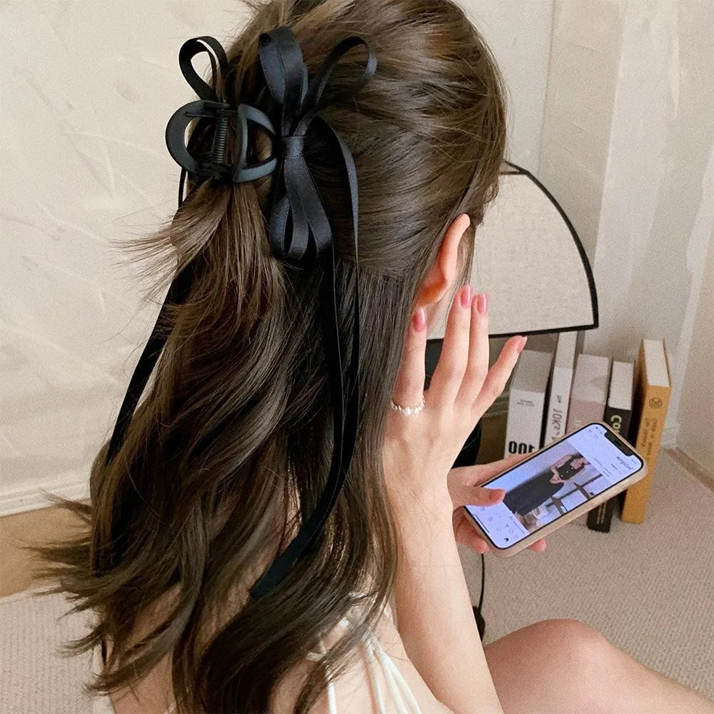 Black Ribbon Bow Grip Clip