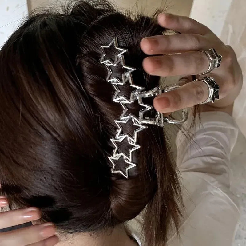 High End Metal Star Sized Hair Clip, Simple Grip Clip, Multiple Hair Sizes, Shark Clip